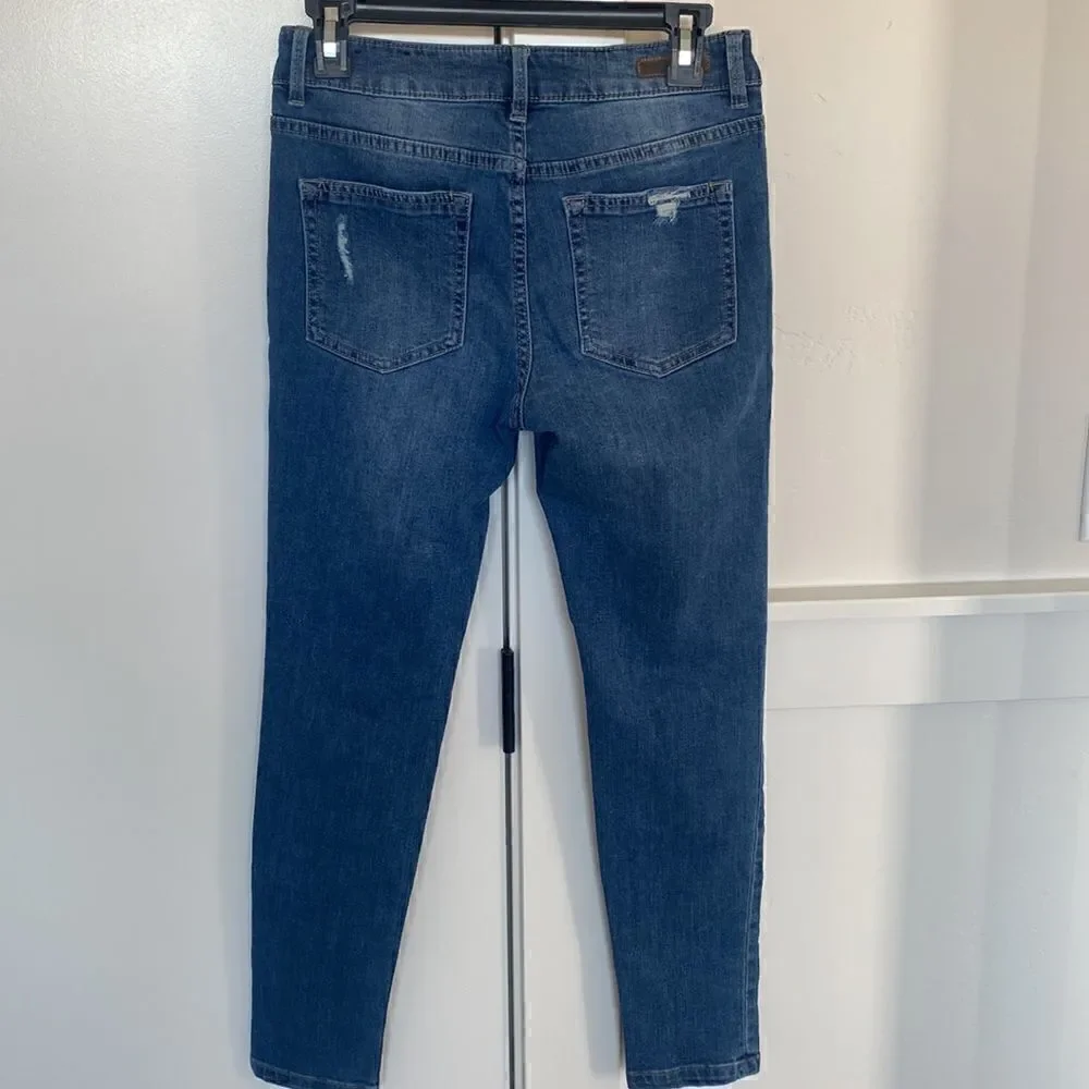 Sanctuary Denim Women’s Mid-Waisted Distressed Skinny Jeans Med Wash Size 27